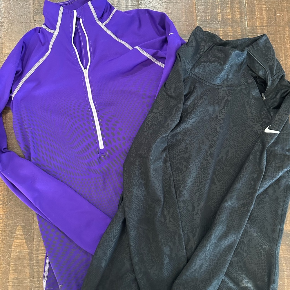 Nike Purple and Black Zip-Up Tops